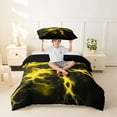 thumbnail image 2 of Homewish Yellow Glowing Lightning Twin Duvet Cover,Modern Geometric Twin Bedding,Black Reversible,2pcs,1 Duvet Cover and 1 Pillowcase, 2 of 6