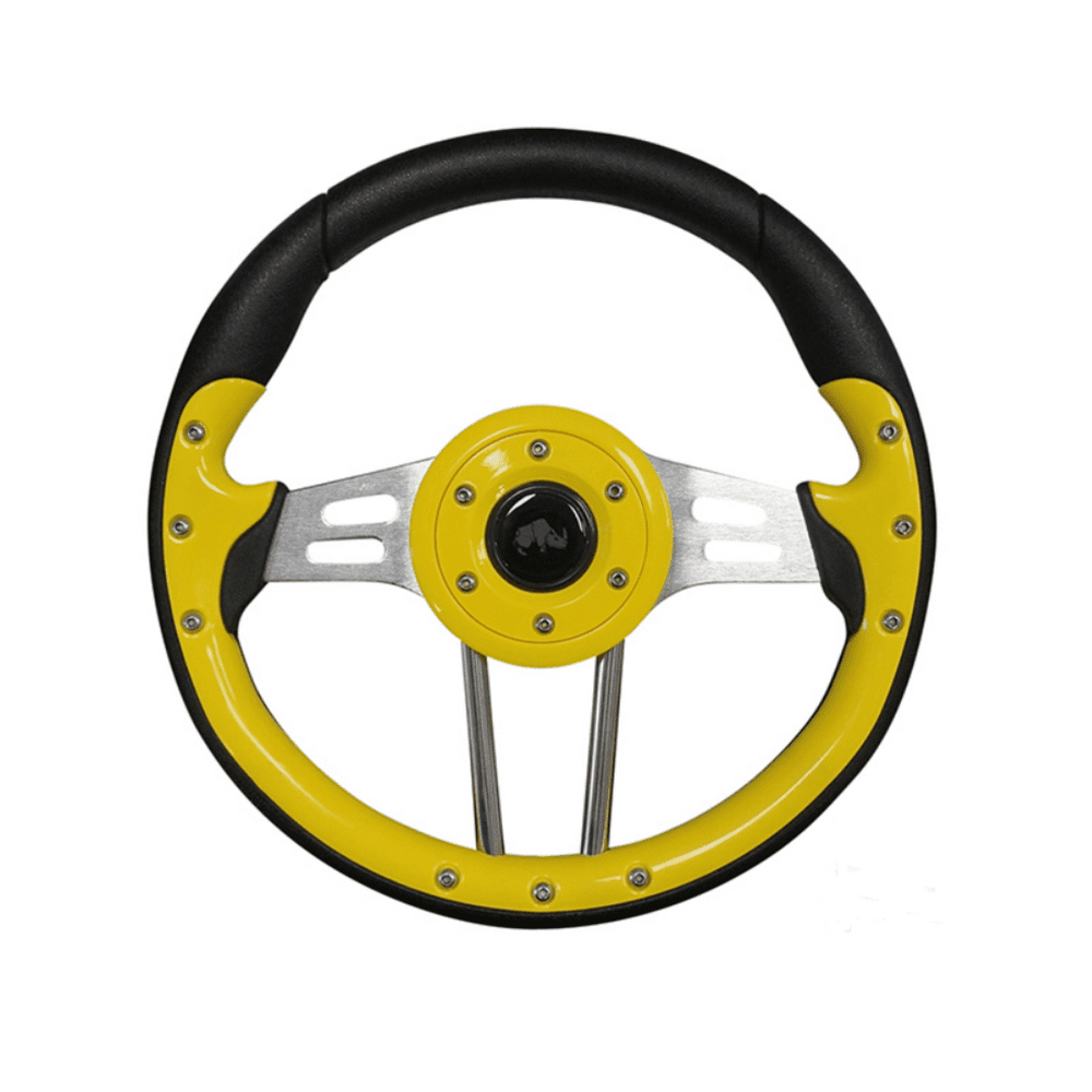 Golf Cart Steering Wheel Yellow Grip/ Black Spokes 13" Diameter