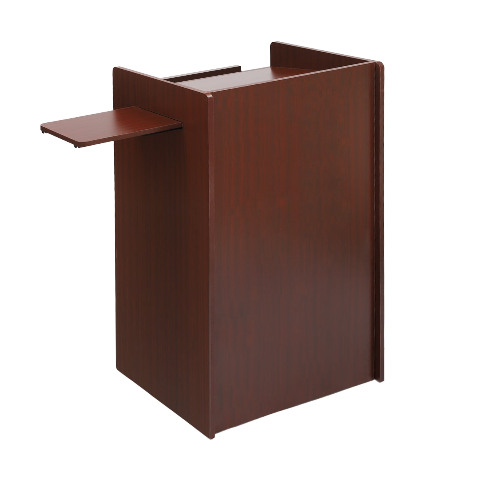 Wooden Lecterns & Podiums Standing Desk with Side Shelf and Keyboard Tray for Churches Classrooms Reddish-Brown 23.6*15.7*45.7in Heavy Duty
