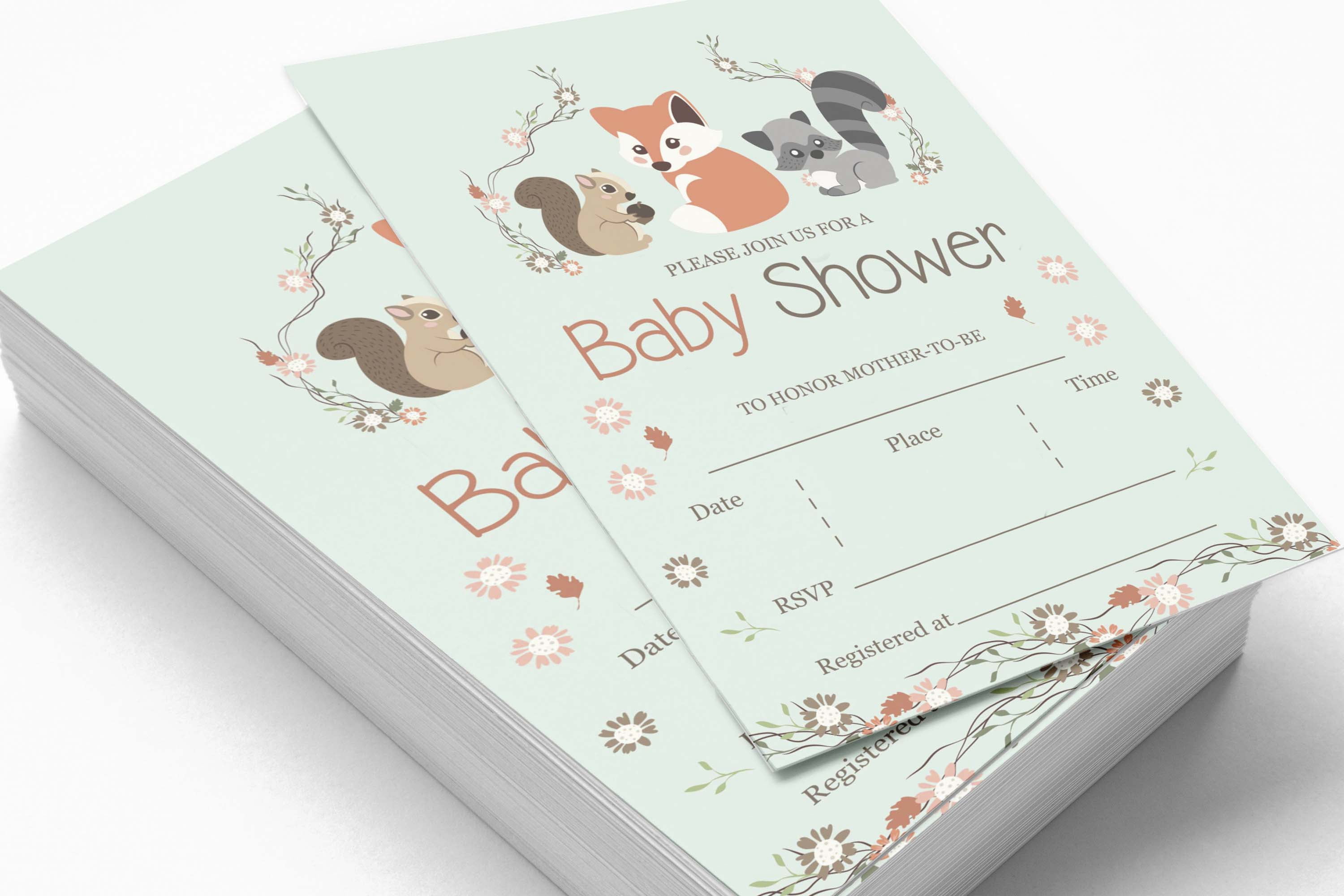 Inkdotpot 30 Fill In StyleBaby Shower Invitation Cards-Animals-Gender Neutral-Blank Invites