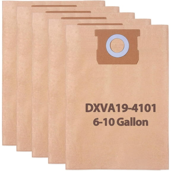 DXVA19-4101 Dust Bag, Fit for DEWALT 6-10 Gallon Wet/Dry Vacuum Cleaners, Compatible with DeWalt DXV06P DXV09P DXV09PA DXV10P DXV10PL DXV10S DXV10SA DXV10SB Wet/Dry Shop Vacuums, 5 Pack