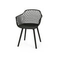 thumbnail image 3 of Noble House Poppy Plastic Patio Dining Arm Chair in Black (Set of 2), 3 of 8