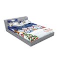 thumbnail image 2 of Ambesonne Christmas Fitted Sheet & Pillow Sham Set, Winter Sky Moon Star, Queen, Navy White, 2 of 2