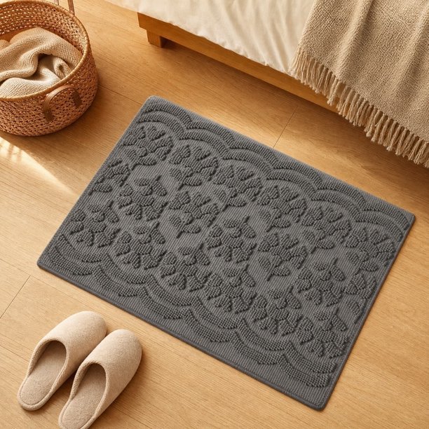 Alfombrilla de Baño con Estampado Floral En Relieve para La Entrada Del Baño y El Suelo Interior.