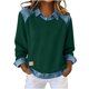 thumbnail image 5 of RKSTN Sweatshirt for Women Oversized Lapel Denim Patchwork Stitching Sweatshirt Womens Casual Solid Plus Size Turndown Collared Loose Comfy Trendy Retro Streetwear Long Sleeve T Shirts, 5 of 10