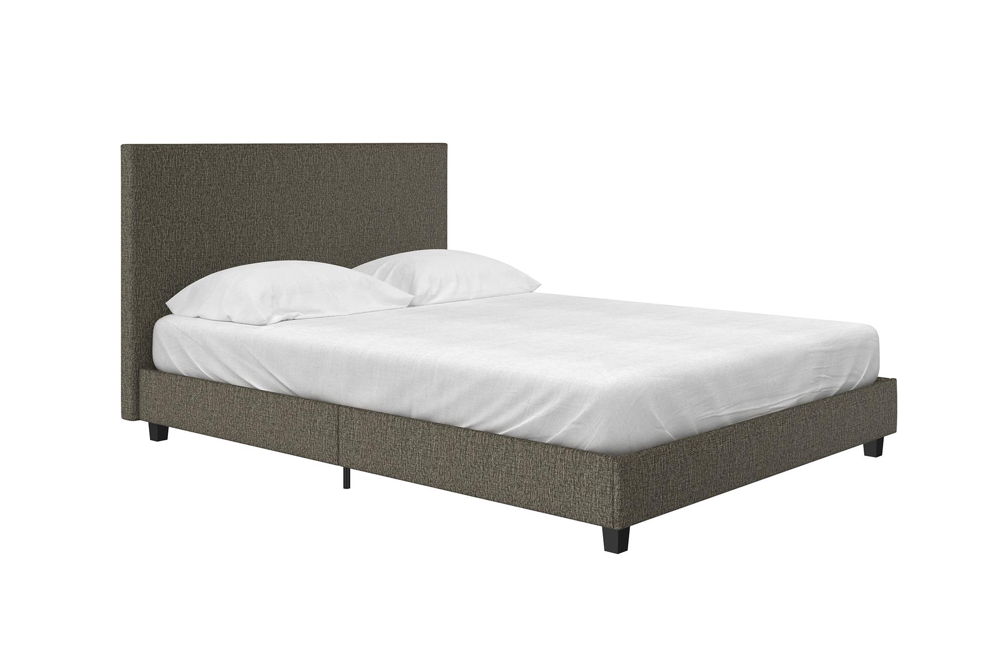Mainstays Upholstered Bed, Queen Bed Frame, Gray Linen - image 2 of 21