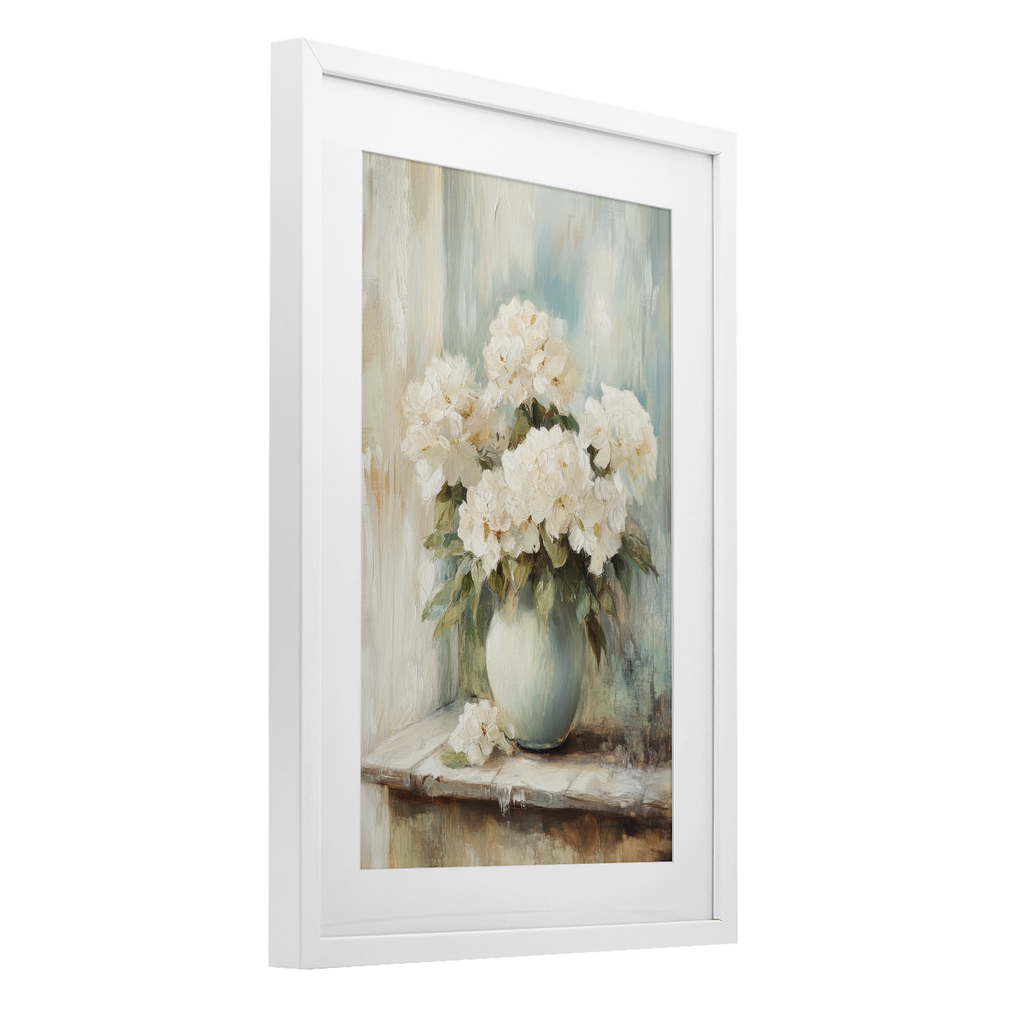 Stupell Industries Mantle Arrangement of Soft Blossoms White Framed Print Under Glass, design by Petal Prints Design