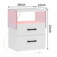 thumbnail image 2 of Smart Nightstand with LED Light, 2 Soft-Clean Drawers, Nightstand with Wireless Charging and USB Ports, White, 2 of 5