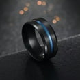 thumbnail image 4 of EOEMY 8mm Black/Blue Brushed Band 316L Stainless Steel Men'S Engagement Rings Sz 6-13, 4 of 7