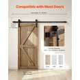 thumbnail image 6 of VEVOR 6FT Sliding Barn Door Hardware Kit, 330 LBS Weight Capacity,Compatible with 36 Inches Max Width & 1-3/8 to 1-3/4 Inches Thickness Single Sliding Barn Door,J-shape Roller, 6 of 9