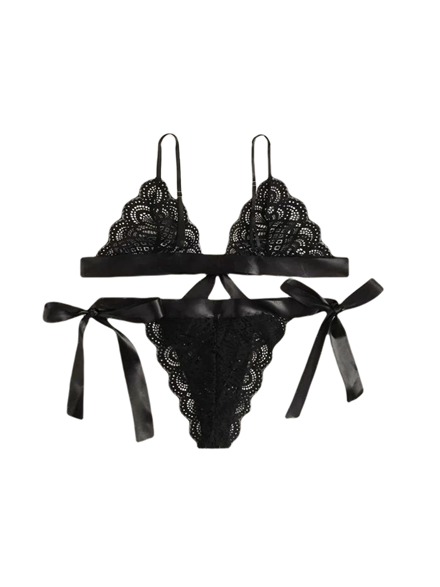 TFFR Women's Lingerie Set, Sexy Lace Bra and Side Tie Panty Twopiece