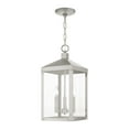 thumbnail image 4 of 20593-91 Livex Lighting Nyack - 3 Light Outdoor Pendant Lantern in Mid Century Modern Style - 8.25 Inches wide by 18.5 Inches high-Brushed Nickel, 4 of 13