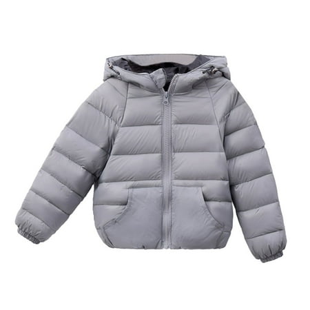 

Dadaria Toddler Winter Coat Winter Child Kids Solid Color Hoodie Zipper Coats Keep Warm Jacket Clothes Gray 140 Toddler
