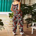 thumbnail image 3 of EANJE Halloween Jumpsuits for Women Overalls Sleeveless Loose Jumpsuits Womens Overall Wide Leg Gothic Skull Floral Graphic Straps Romper Trendy Bib Overalls Fall Outfit Black XL, 3 of 3