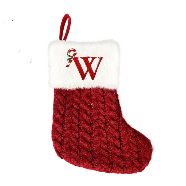 SDNall Christmas Ornament Storage, Personalized Woolen Christmas Stocking Ornament with Letter - Candy Filled Holiday Decorations, Festive Mantelpiece Hangings for Christmas Tree