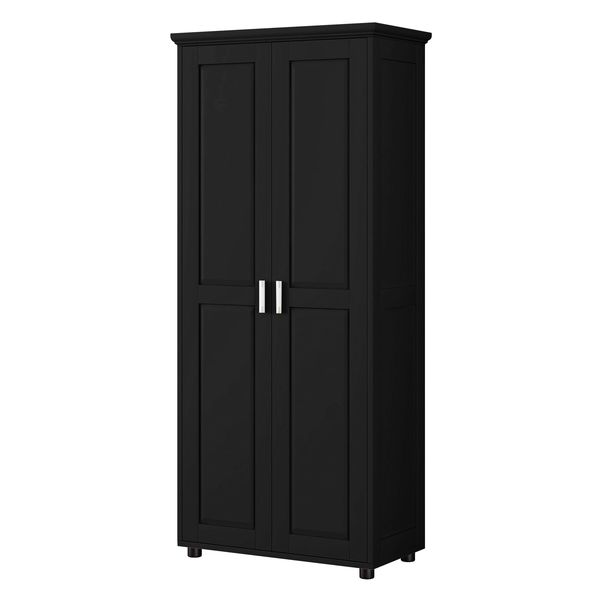 Euroco Storage Cabinet with Two Doors for Bathroom, Office, Adjustable Shelf, MDF Board, Black