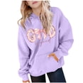 thumbnail image 2 of Sudadera con capucha para niña, con estampado de color, manga larga, informal, deportiva, con capucha, manga larga, sudadera con capucha, top con inserciones en los hombros, blusa de poliéster para ni, 2 of 7