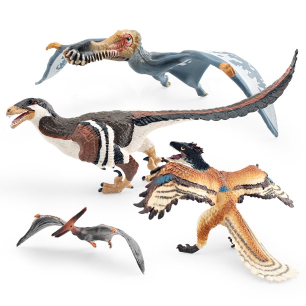 Set de figuras de dinosaurios Archaeopteryx Pteranodon Velociraptor
