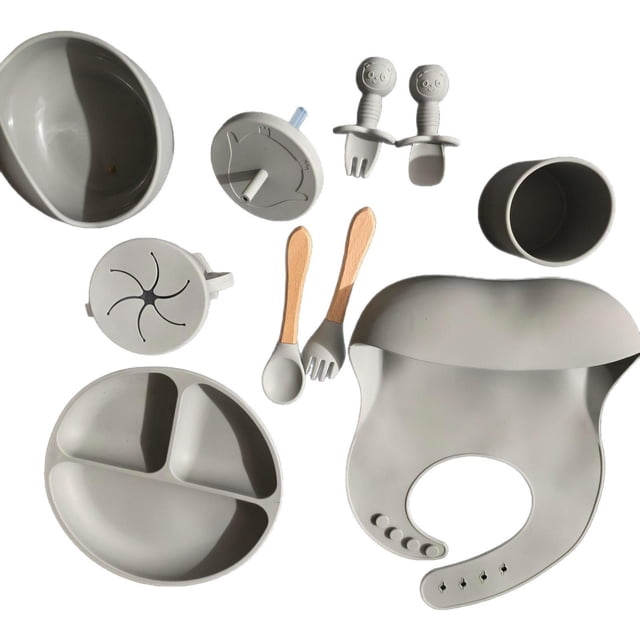 CJiaWei Child Feeding Set Silicone Baby Tableware 10 Pieces For Easy Mealtime Soft Collision Ideal For Feeding Little Ones