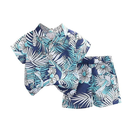 

ASEIDFNSA Boy Shirts Short Outfits Baby Boy 3 Piece Set Toddler Baby Boy Shorts Sets Outfit Kid Leave Floral Short Sleeve Shirt Top+Shorts Suits