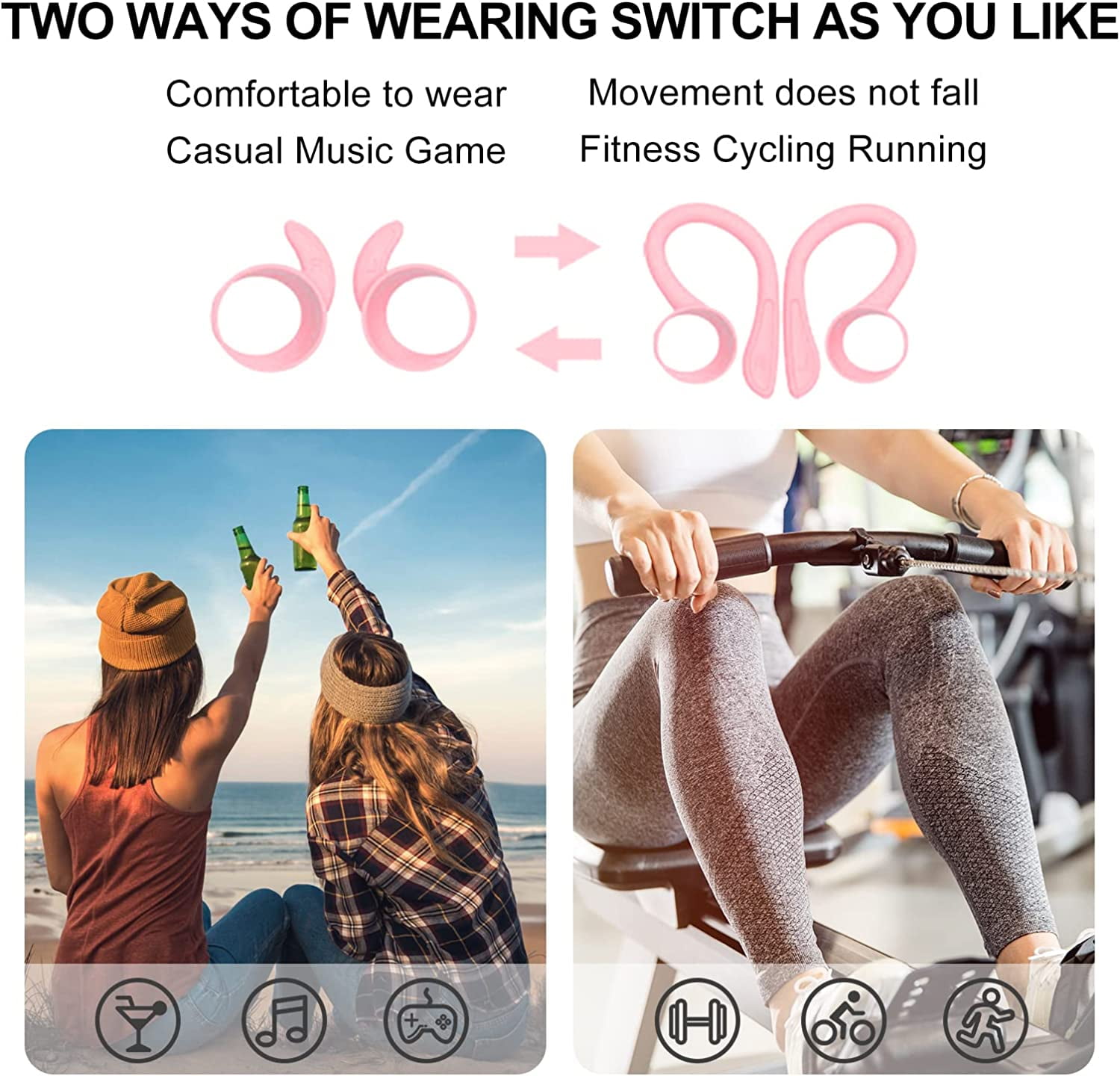 MOREFYOU MS-T20 Over-Ear Earbuds with Bluetooth 5.1, Pink