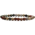 thumbnail image 1 of Angelstones Bracelet Extensible en Perles Rondes de Pierre Précieuse Jasper Polychrome Naturelle 7 Pouces Unisexe, 1 of 5
