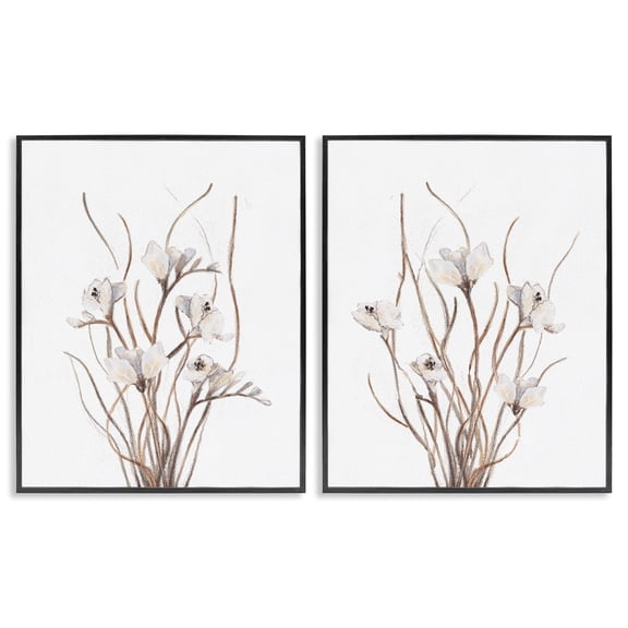 Stupell Industries Curly Branches Wildflowers 2 Piece Black Framed Giclee Art Set, design by Lanie Loreth