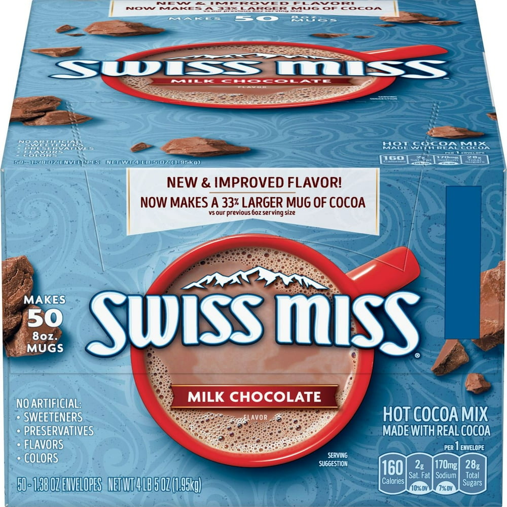 Swiss Miss Premium Milk Chocolate Hot Cocoa Mix Envelopes, 50 Pk, 1.38