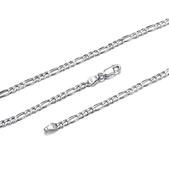 ChicSilver 925 Sterling Silver Figaro Link Chains for Women Men Italian Solid Silver Necklaces 3mm Diamond Cut Smooth & Sturdy Women's Chains Necklace