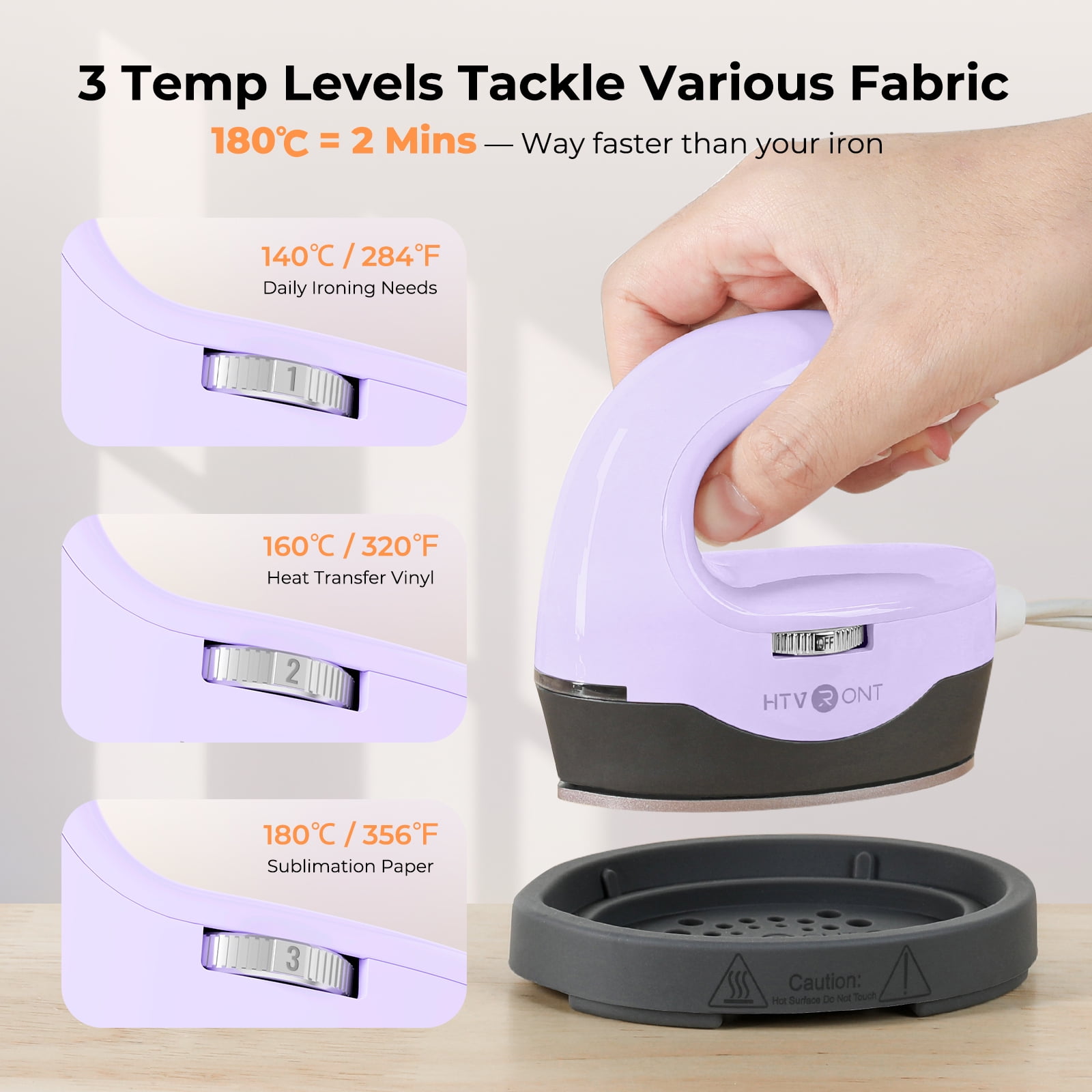 HTVRONT Heat Press H1 Mini Heat Press Machine, Small Heat Press Portable Iron Press Machine for T Shirts, Hats, Heating Transfer Projects (H1 Lavender Purple)