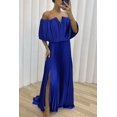 thumbnail image 1 of Vestido elegante y sexy con hombros descubiertos y plisado para mujer de otoño e invierno, 1 of 5