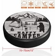 thumbnail image 3 of Happy Camper Bear Wooden Board Spare Tire Covers Polyester Wheel Cover Tyre Protector with Elastic Band Universal for Jeep Trailer Truck Camper, 3 of 9