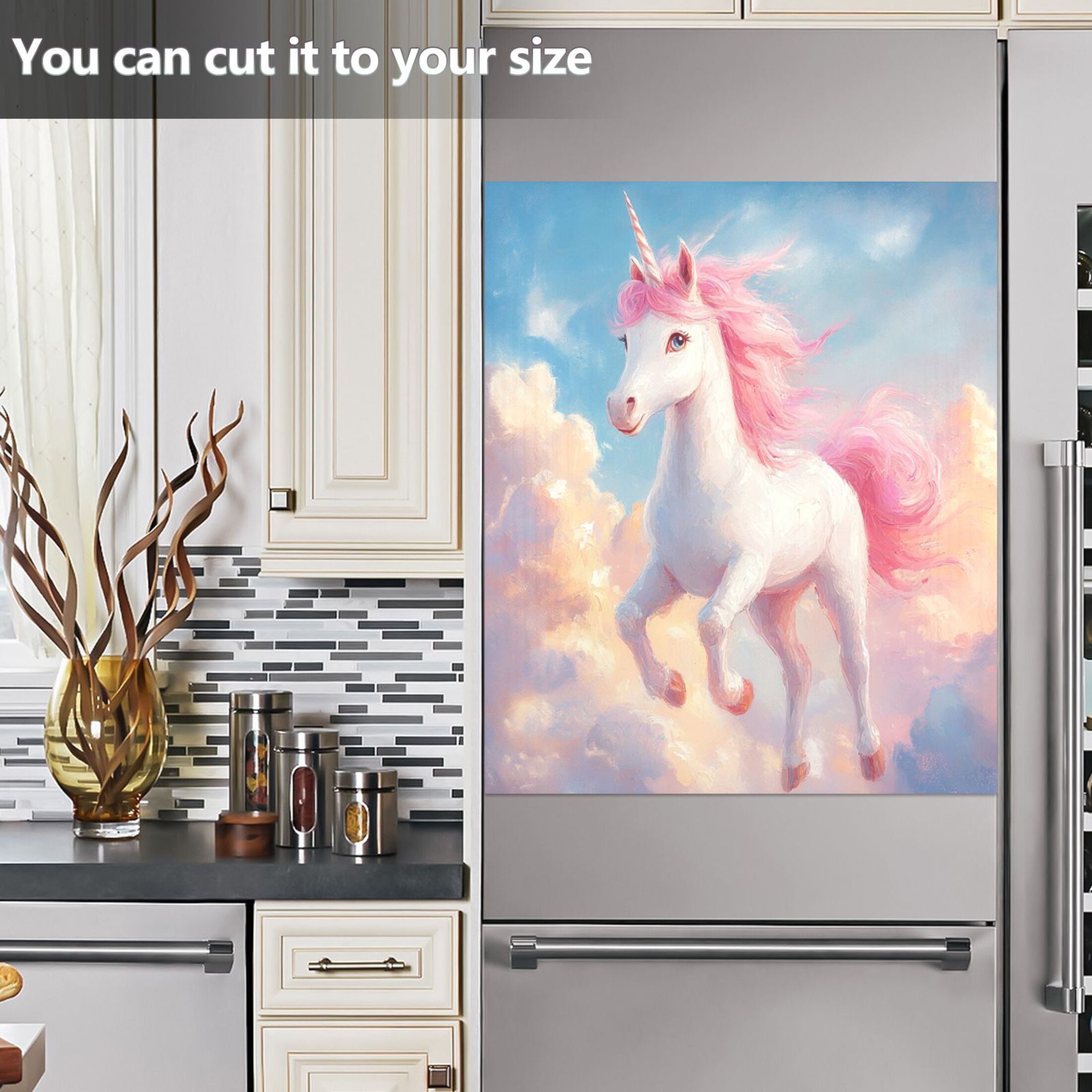 Dishwasher Magnetic Sticker 23x26 Inch Refrigerator Magnetic Sticker Washing Machine Magnetic Sticker Kitchen Panel Magnetic Sticker Home Decor A Beautiful Running Unicorn