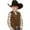 Brown, variant on Retro Boys Cowboy Vest Suede Leather Style V Neck Casual Western Vest Vintage Waist Coat Youth Shirt