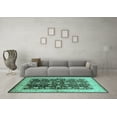 thumbnail image 3 of Ahgly Company Indoor Square Oriental Turquoise Blue Traditional Area Rugs, 8' Square, 3 of 4