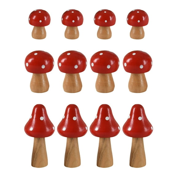 Worgeous Red Simulation Mushroom Decoration for Fairy Garden and DIY Projects, Synthetic Material, 12pcs