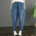 thumbnail image 2 of OJSFQUFP Women's Plus Size Elastic Waisted Skinny Denim Nine Point Pants Women Pants Casual, 2 of 7