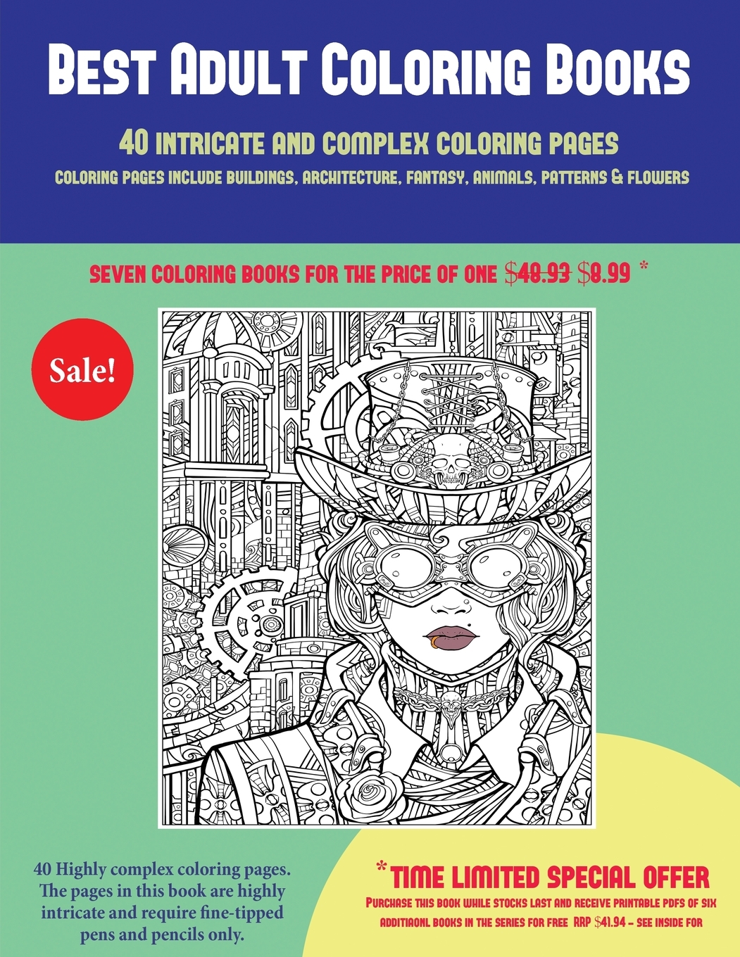 Best Adult Coloring Books: Best Adult Coloring Books (40 Complex and