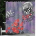 thumbnail image 4 of Ambesonne Skull Shower Curtain, Hearts Deadly Romantic, 69"Wx70"L, Grey Red and Purple, 4 of 5