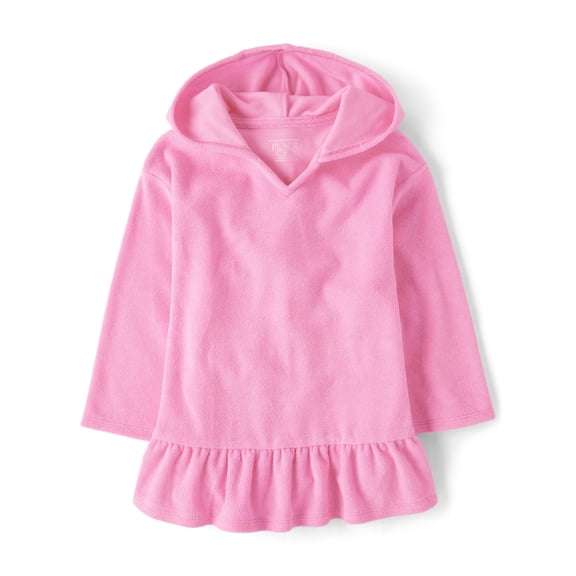 The Children's Place Baby & Toddler Girls Long Sleeve Hooded Terry Cover Up, Sizes 6M-5T