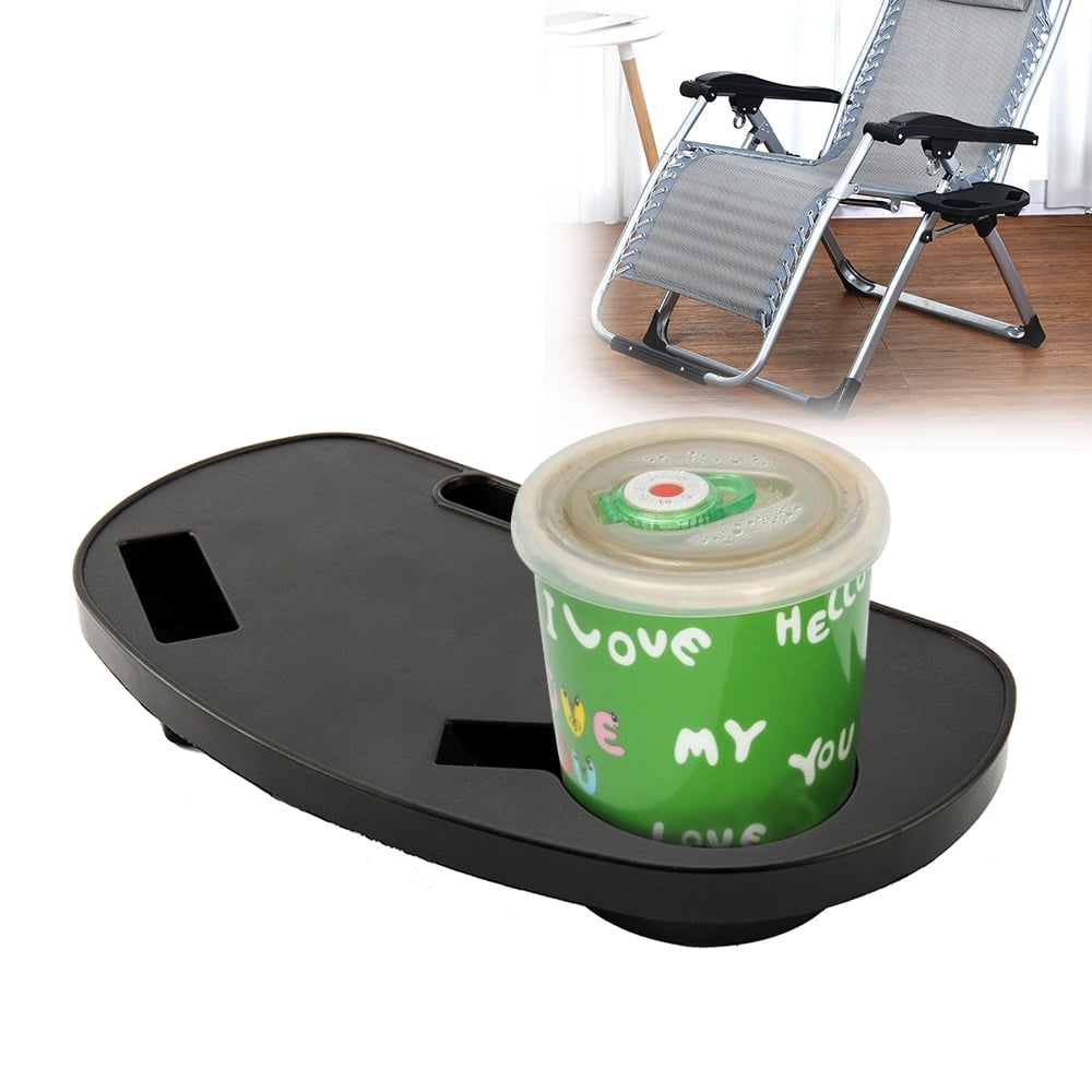Librao Clip On Chairs Side Table Easy-Slide Phone Snack Tray Cup Mug Water Bottle Holder for Outdoor Gravity Lounger Reclining