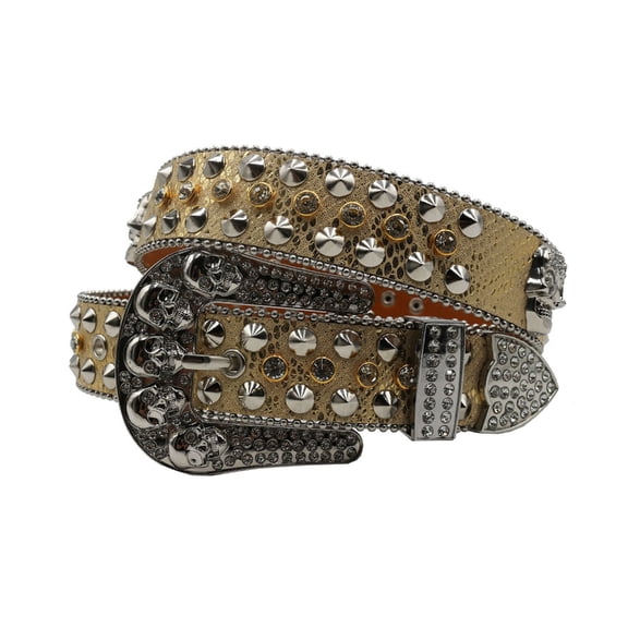 Aurgiarme Grommet Waist Belt Studded Buckle Encrusted Crystal Belly Chain for Casual Wear for Women and Men Shining Rhinestones