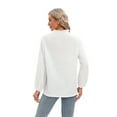 thumbnail image 6 of Women V Neck Long Sleeve Casual Loose Shirt Blouse Top, 6 of 7