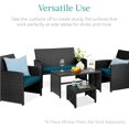 thumbnail image 5 of LINJH Set of 2 Wicker Ottomans, Multipurpose Outdoor Furniture for Patio, Backyard, Additional Seating, Footrest, Side Table w/Removable Cushions, Steel Frame - Peacock Blue/Black, 5 of 8