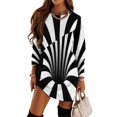 thumbnail image 1 of Optical n Black Hole Lines (Noir/blanc) Robe à Manches Longues Robe Violette Robe de Soirée de Luxe pour Femmes, 1 of 4