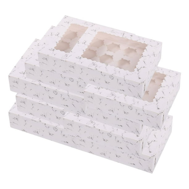 10 cajas para cupcakes, cajas de golosinas con capacidad para 12 cupcakes, recipientes para cupcakes, cajas de galletas para galletas, pasteles mármol