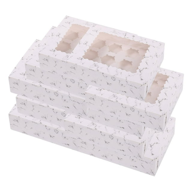 10 cajas para cupcakes, soportes para 12 cupcakes, cajas de regalo de fácil transporte, portador de cupcakes para galletas, muffins, pasteles pequeños mármol