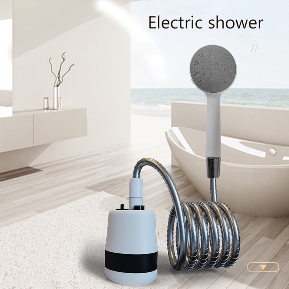 Eccomum Portable Camping Shower, Outdoor Shower Head, Shower Pump, Rechargeable Battery, Pumps Water from Bucket, for Hiking, Pet Cleaning and Shower, Car Washing