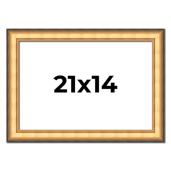 21x14 Frame Gold Plein Aire Solid Wood Picture Frame Width 2 Inches | Interior Frame Depth 0.5