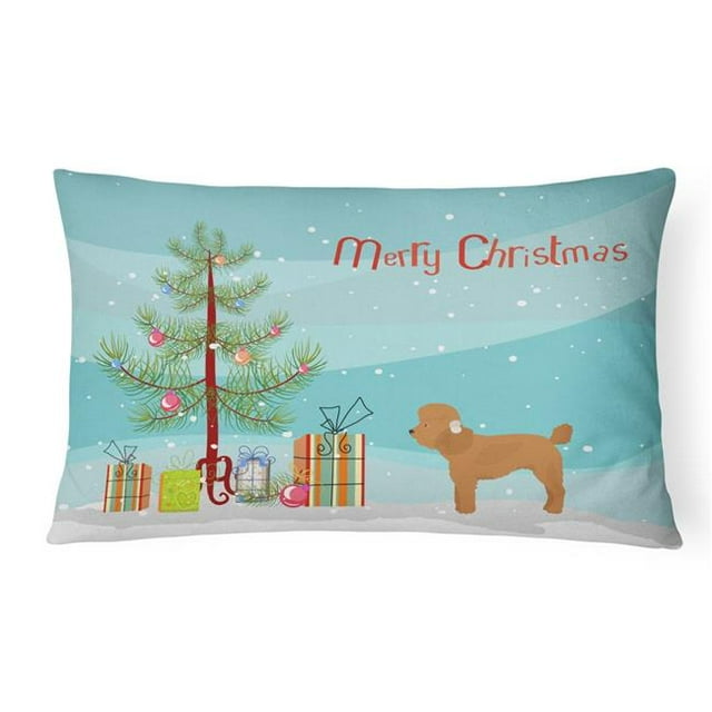 Carolines Treasures CK3479PW1216 Toy Poodle Christmas Tree Canvas Fabric Decorative Pillow